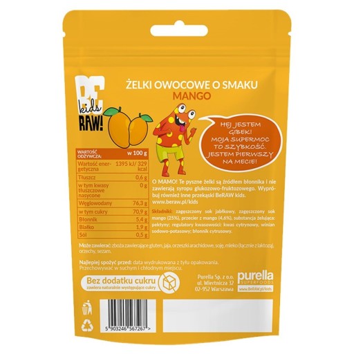 BeRAW! Mangové marakujové želé bez cukru 35 g