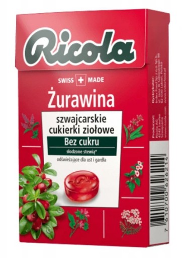 Ricola Cranberry Švajčiarske bylinkové cukríky 27,5g
