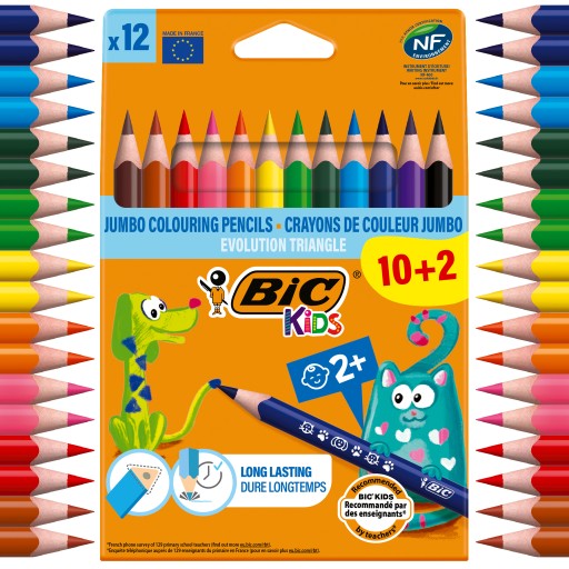 BIC KIDS EVO TROJUHOLNÍKOVÉ HRUBÉ PEČUZKY PRE DETI ECO 12 FAREB