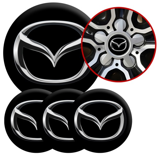 4 Emblémy Stredy ráfikov Kryty kolies Kolesá MAZDA SET TOP 53 mm