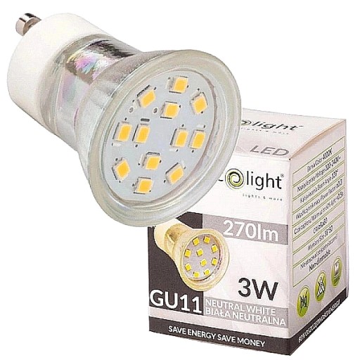 LED žiarovka pre halogénové žiarovky GU11 Závit 3W neutrálny
