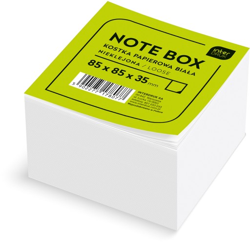 KANCELÁRSKA KOCKA, BIELA, NELEPENÁ, NA POZNÁMKY 85x85x35 INTERPRINT 350 listov