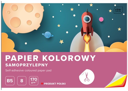 Farebný samolepiaci papier INTERDRUK B5, 8 listov