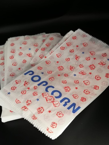 Veľká papierová taška s potlačou POPCORN, 200 ks.