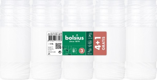Celoročné parafínové vložky do sviečok Bolsius RP3WHI 50 hodín 4+1 zdarma
