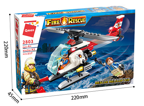 Malý požiarny vrtuľník Qman Bricks 117 ks