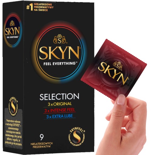 SKYN SELECTION mix Original Intense Feel Extra Condoms Moisturized 9 ks