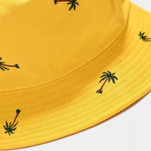 Vedro klobúk, žltý rybársky klobúk na leto, s palmami, palma