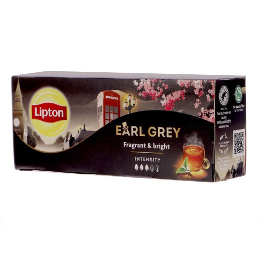 Čierny čaj Lipton Earl grey s príchuťou 37,5 g (35 vrecúšok)