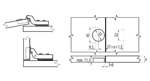 Hydraulický zadlabávací záves GAMET ZH-003
