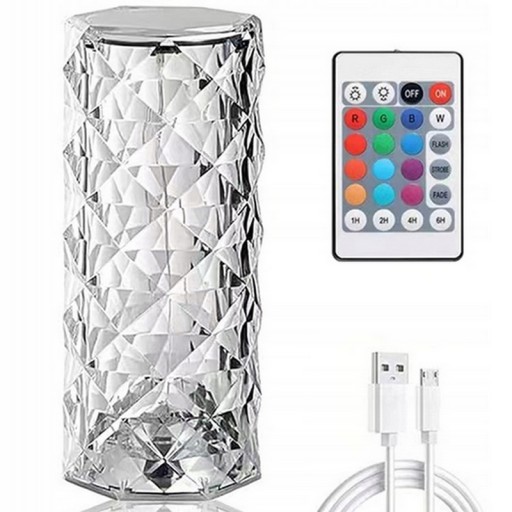 LED DOTYKOVÁ LAMPA, FAREBNÁ RGB KRYŠTÁLOVÁ LAMPA + DIAĽKOVÉ OVLÁDANIE