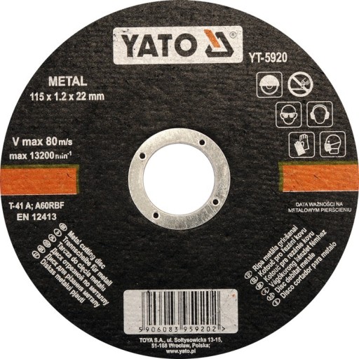 Kovový rezací kotúč 115x1,2x22 mm YT-5920 YATO