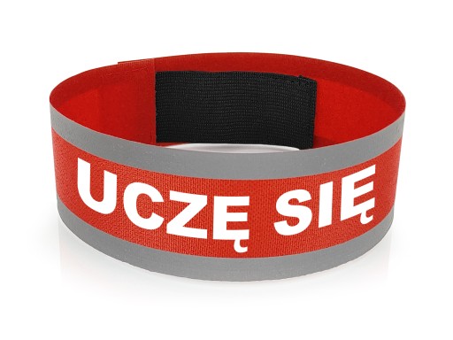 Reflexný pásik s gumičkou, UČÍM SA, červený