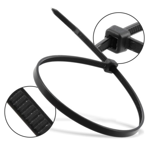 1000x sťahovacie pásky Káblové pásky Zipsy 2,5 x 100 mm Silné UV sťahovacie pásky