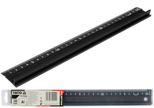 HLINÍKOVÉ PRAVIDLO S OCHRANNÝM PROFILOM A RÚČKOU 30CM YATO