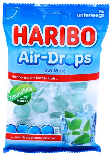 HARIBO Air-Drops Ice Mint jemné gumové mätové želé cukríky 100g DE