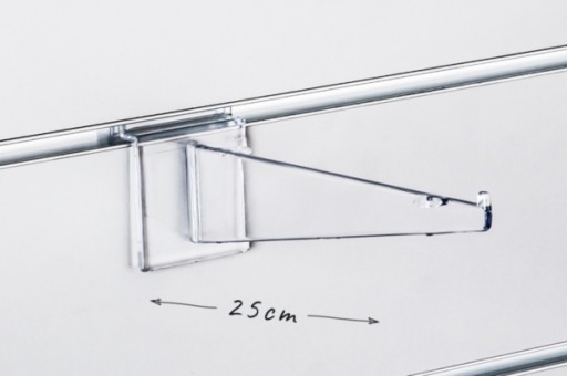 Podpera police z plexiskla, dĺžka 25 cm (ks)