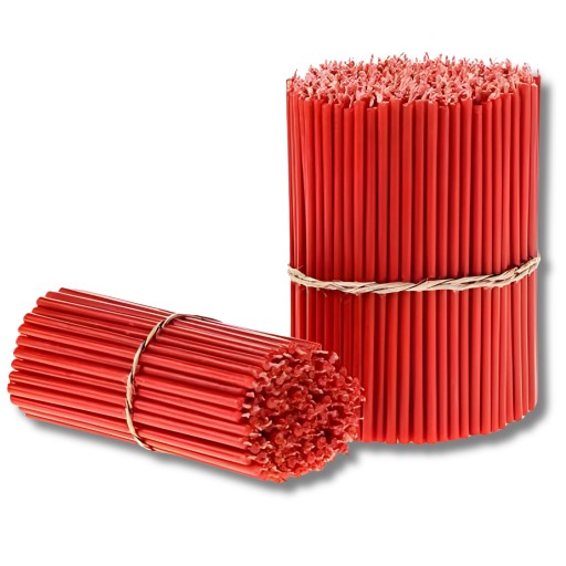 Pravoslávne kostolné sviečky z prírodného včelieho vosku, 15 cm, červené, 10 ks.