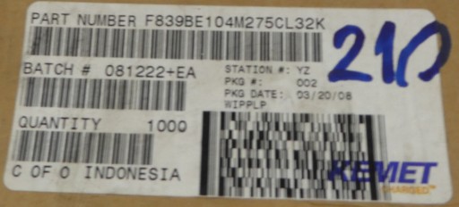 Fólia RIFA 100nF 0,1uf 20% 275Vac 20ks