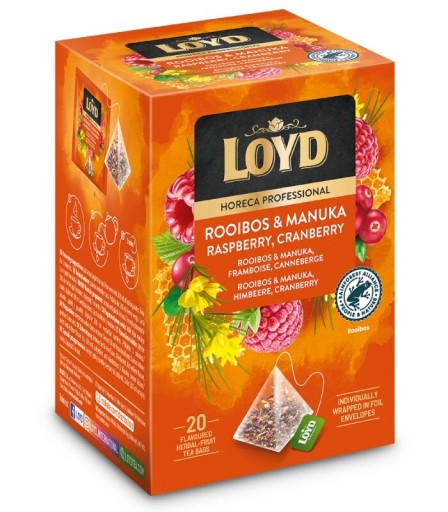 Loyd Rooibos a Manuka express ovocný čaj s malinou a brusnicami 20x2g