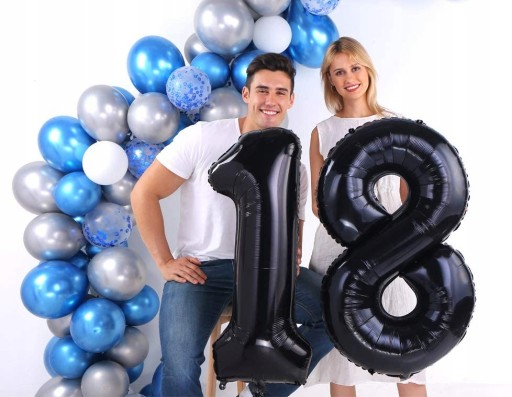 Fóliový balón číslo 18 narodeniny osemnáste VEĽKÉ ozdoby HEL 100cm