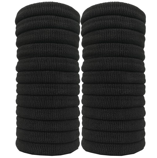 STRAŠNÉ VLASY RIES ČIERNA, gumička bez spojov, ELASTICKÉ, HRUBÉ, sada 36 ks