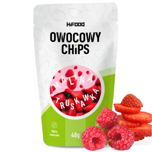 Malina-Jahoda Mrazom sušené ovocie OVOCNÉ ČIPY 40g HiFOOD SNACK