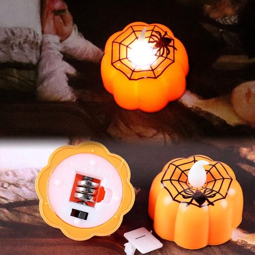 Tekvicová LED lampa, sviečka, sviečka s batériami na Halloween