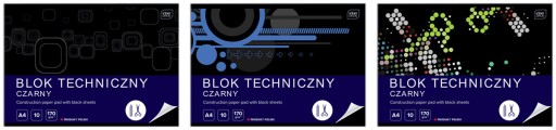 Technický blok INTERDRUK, čierny A4, 10 listov