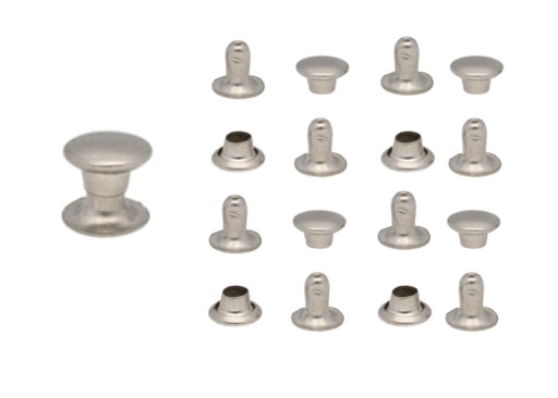 Kožené nity jednostranné strieborné 5x5 mm 100 ks