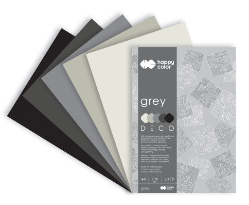 DECO GREY blok A4 20k 5 farieb HAPPY COLOR 170 g/m2