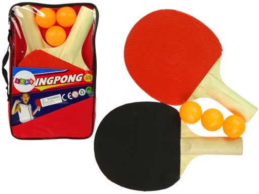 Drevené pingpongové pádla s 3 loptičkami a obalom