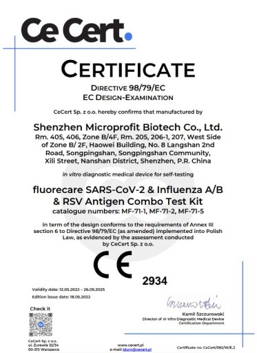ANTIGÉNOVÝ TEST 4v1 chrípka A/B, RSV, COVID-19 Test FLUORECARE