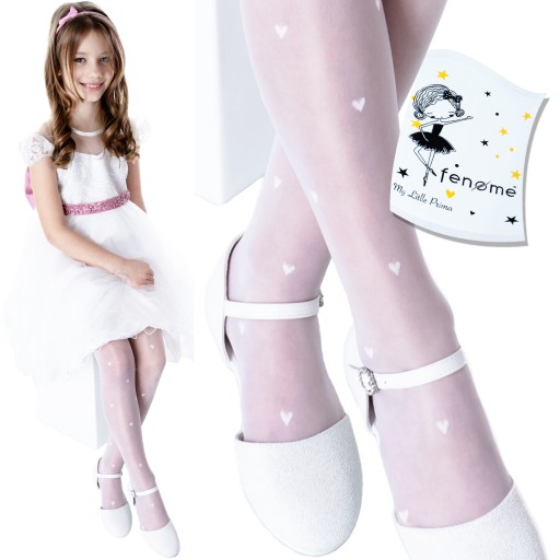 WHITE HEARTS COMMUNION Pančuchové nohavice pre dievčatá s LESK 20den Fenome
