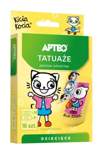 APTEO náplasti pre deti TETOVANIE Kitty Cat 16 kusov
