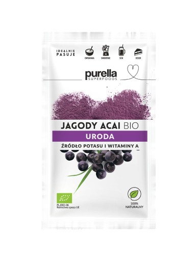 Acai bobule zoštíhľujúce, zdravá pokožka, prírodné BIO Purella Superfoods 21g
