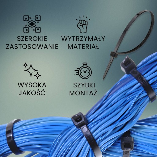 Sťahovacie pásky, zipsy, sťahovacie pásky, čierna, 4,8 x 300 mm - 100 ks.