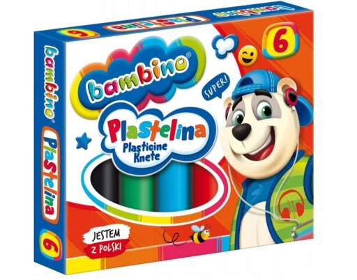 Okrúhla školská plastelína, 6 farieb, Bambino
