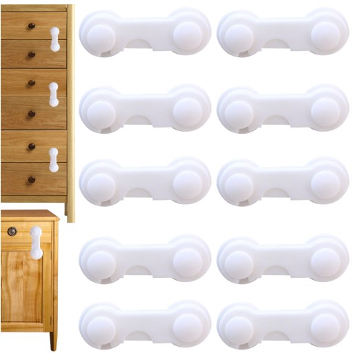 DETSKÁ POJISTKA NA SKRINÍKY, NÁBYTOK, ZÁSUVKY, DVERE, 10 ks, SILNÁ