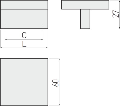 Nábytková úchytka UZ-60, typ gombíka, C=32 mm, L=60 mm, ZnAl, farba: chróm, GTV