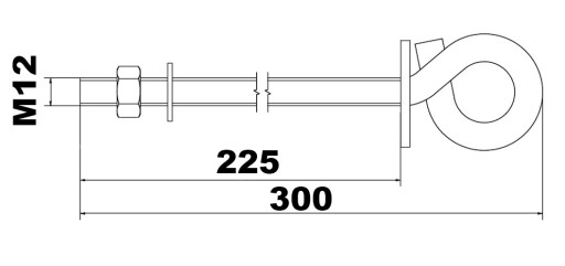 Hojdací hák M12x230 mm OČKO pre HOJDAČKU