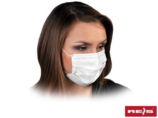 Trojvrstvová hygienická maska, biela, 10 kusov