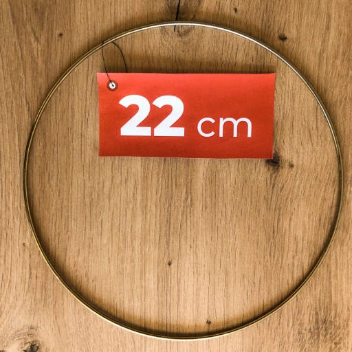 kovová obruč ZLATÝ prsteň lapač snov 22 cm
