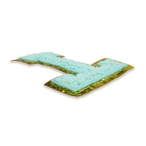 PATCH LETTER T veľká aplikácia Font cyan glitter