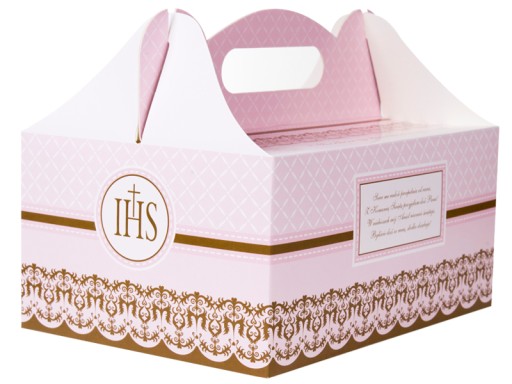 Communion Cake Box Nádoba na ružovú tortu