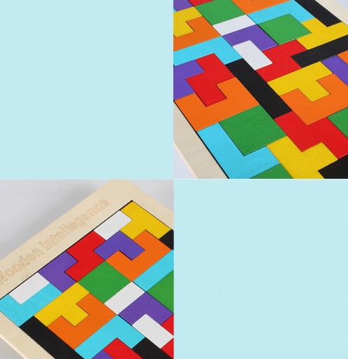 Puzzle Drevené kocky Montessori Tetris Puzzle