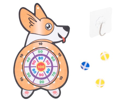 ŠÍPKOVÁ HRA SO VELKÝM CORGI NA VELCRO HÁDZANIE GULIČIEK NA CIEĽ ZACIELEŤ NA VELCRO