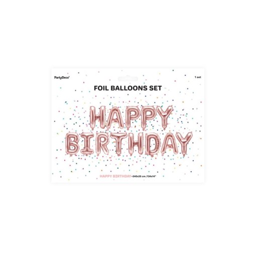 BALÓNY HAPPY BIRTHDAY ružové zlato ružové zlato narodeninová girlanda 340 cm