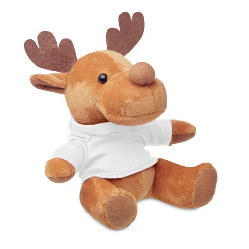 MASKOT MEDVEĎ, VIANOČNÝ SOB V TRIČKE, 15,5 cm, biele tričko