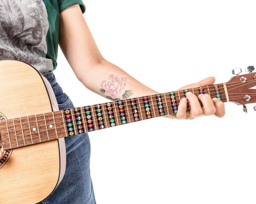 Nálepky na učenie sa hrať na gitare